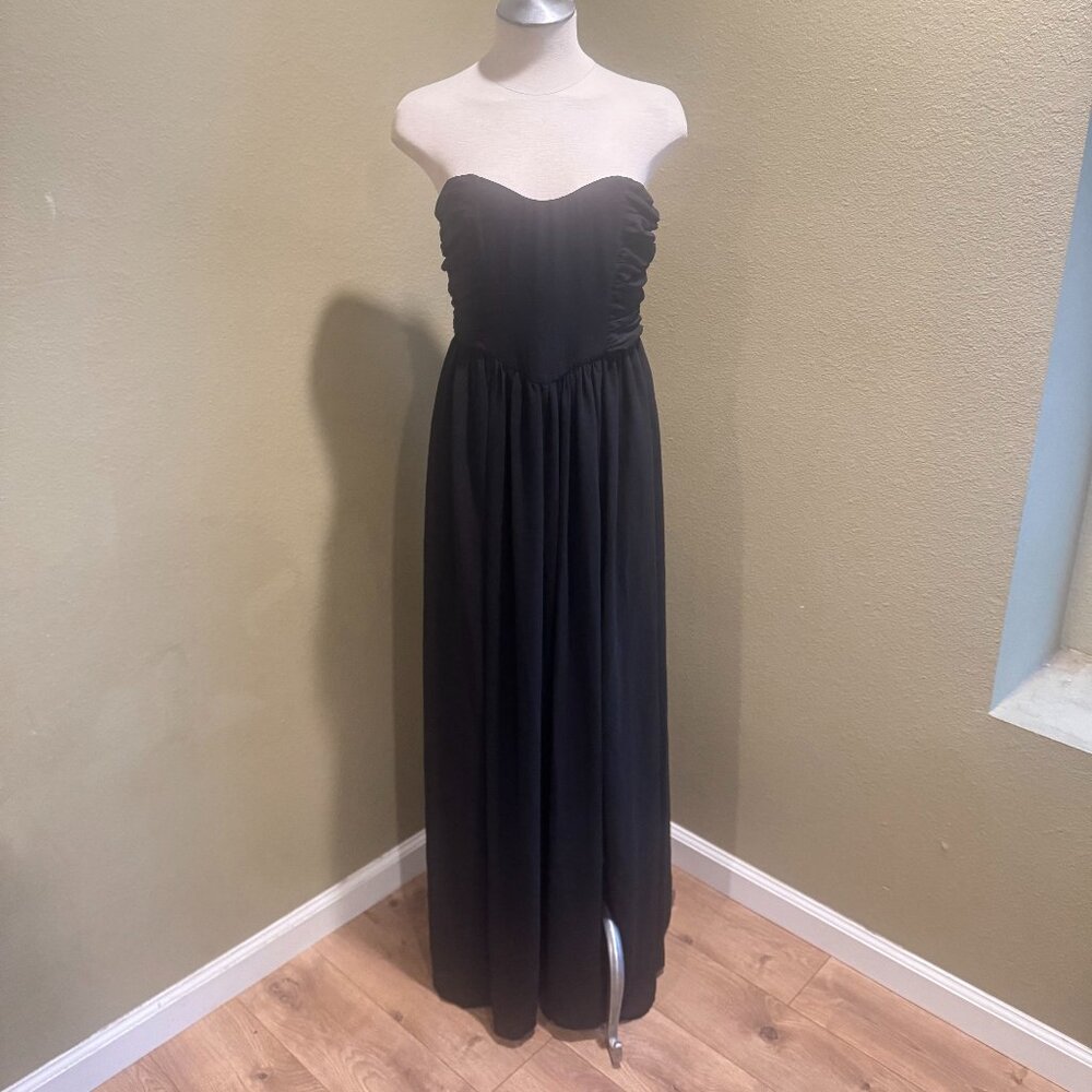 Lulus Black Strapless Sweetheart Ruched Maxi Dress | NWOT | M